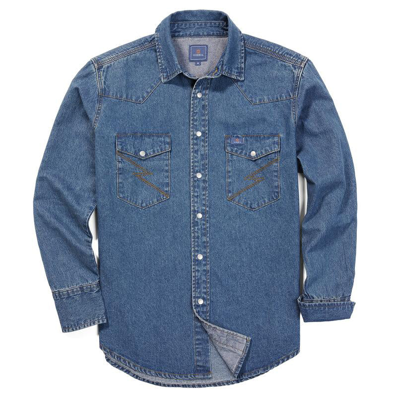 š„AUGUST HOT-SALE š„Men's Long Sleeve Stone-Washed and Pre-Washed Denim Work Shirt-1