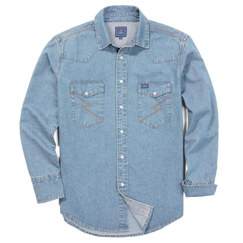 š„AUGUST HOT-SALE š„Men's Long Sleeve Stone-Washed and Pre-Washed Denim Work Shirt-1