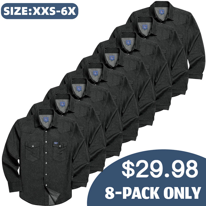 š„AUGUST HOT-SALE š„Men's Long Sleeve Stone-Washed and Pre-Washed Denim Work Shirt-1