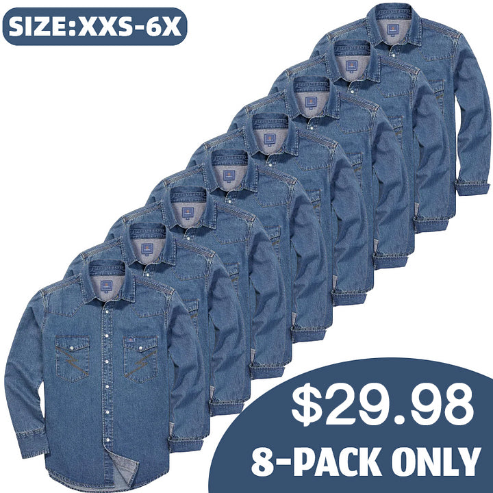š„AUGUST HOT-SALE š„Men's Long Sleeve Stone-Washed and Pre-Washed Denim Work Shirt-1