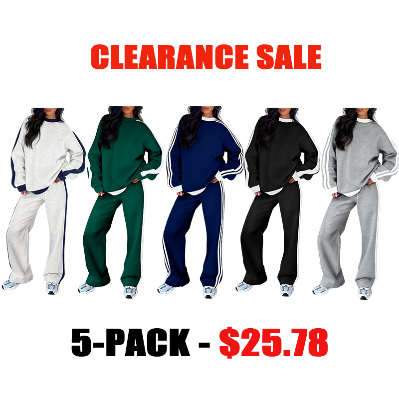 Women's 2 Piece Outfit Fleece Sweatsuit Casual Lounge Matching Sets Crewneck Loose Fit Cozy Sweatshirt & Straight Leg Sweatpants Womenswear