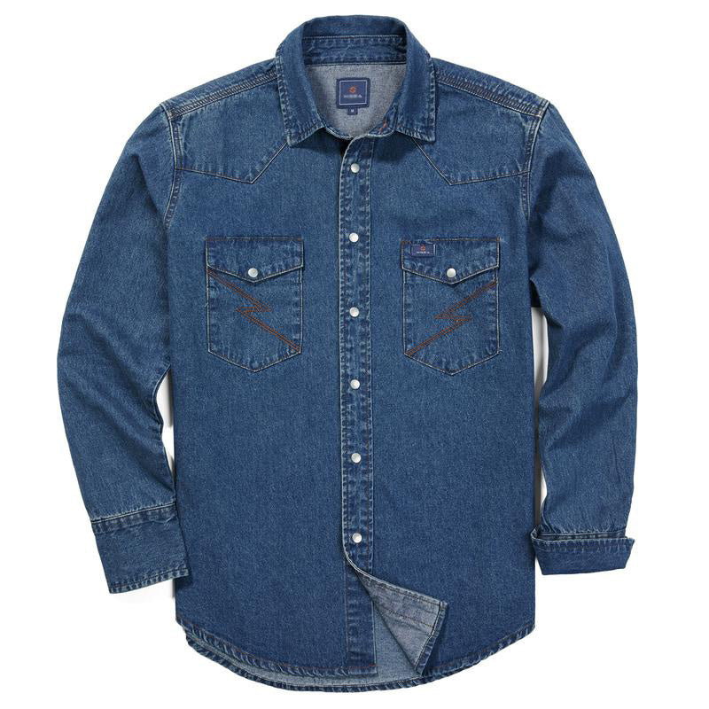 š„AUGUST HOT-SALE š„Men's Long Sleeve Stone-Washed and Pre-Washed Denim Work Shirt-1