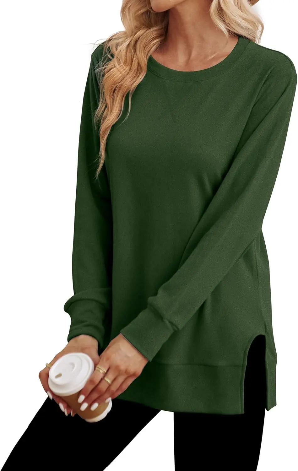 Christmas Deals$25.88 for 8 pack- Women's Long Sleeve Side Slit Loose Tops(Multiple Colors)