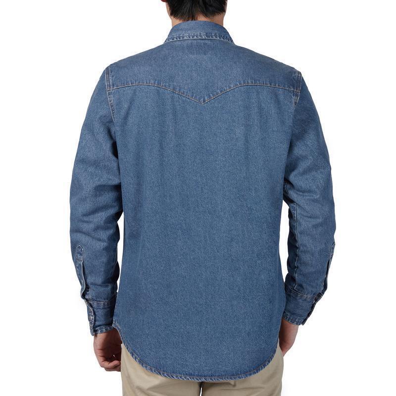 š„AUGUST HOT-SALE š„Men's Long Sleeve Stone-Washed and Pre-Washed Denim Work Shirt-1