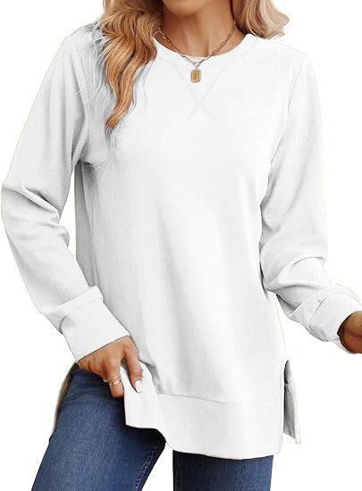 Christmas Deals$25.88 for 8 pack- Women's Long Sleeve Side Slit Loose Tops(Multiple Colors)
