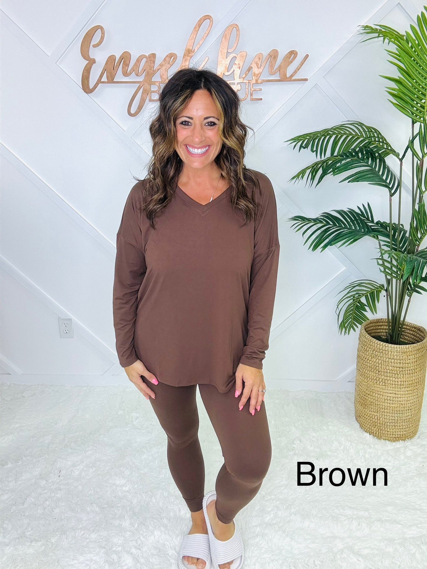Clearance sale!Brushed Loungewear Butter Set,Comfy , Breathable and Stretch top and straight leg pants ,best for Fall