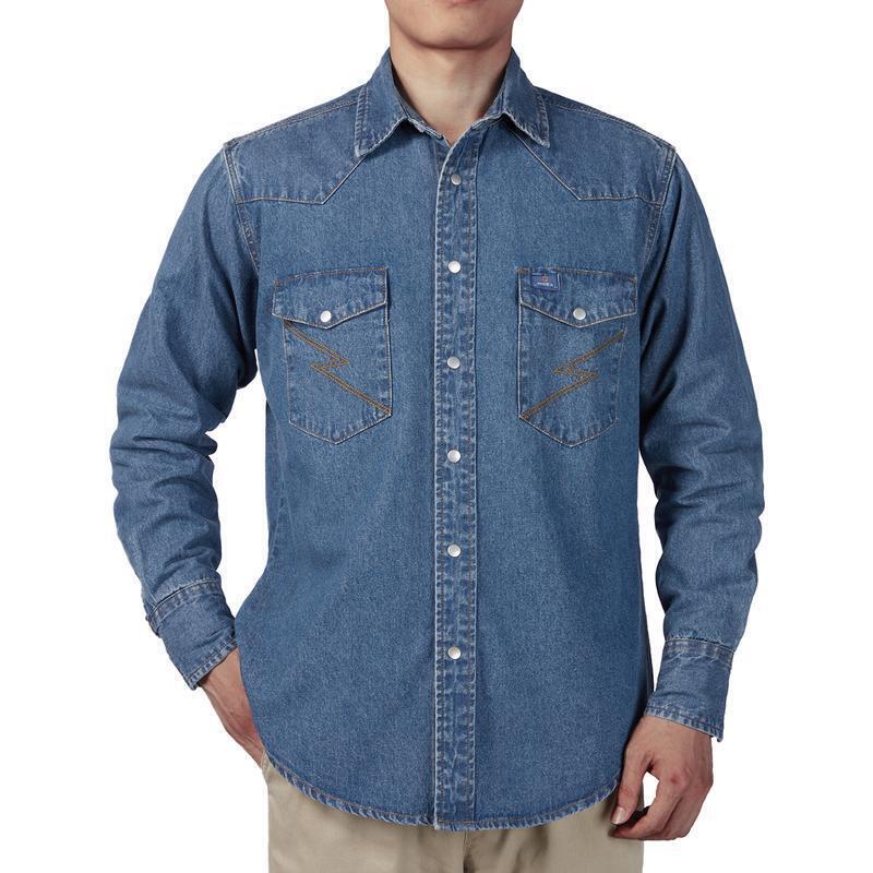 š„AUGUST HOT-SALE š„Men's Long Sleeve Stone-Washed and Pre-Washed Denim Work Shirt-1