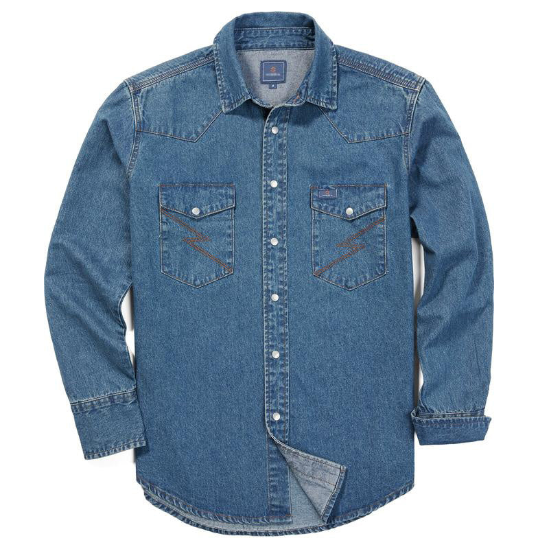 š„AUGUST HOT-SALE š„Men's Long Sleeve Stone-Washed and Pre-Washed Denim Work Shirt-1