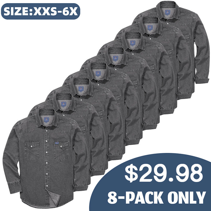 š„AUGUST HOT-SALE š„Men's Long Sleeve Stone-Washed and Pre-Washed Denim Work Shirt-1