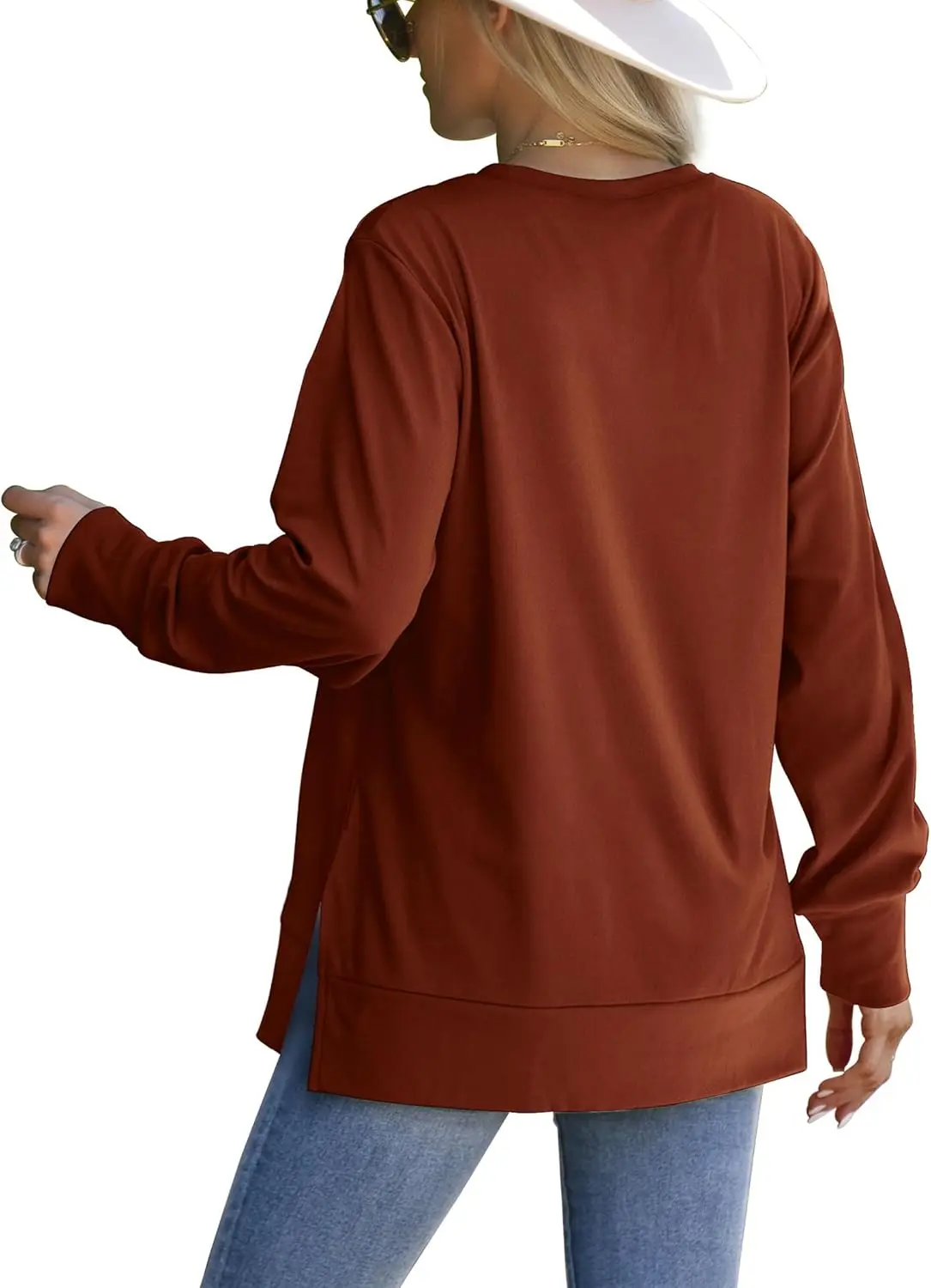 Christmas Deals$25.88 for 8 pack- Women's Long Sleeve Side Slit Loose Tops(Multiple Colors)