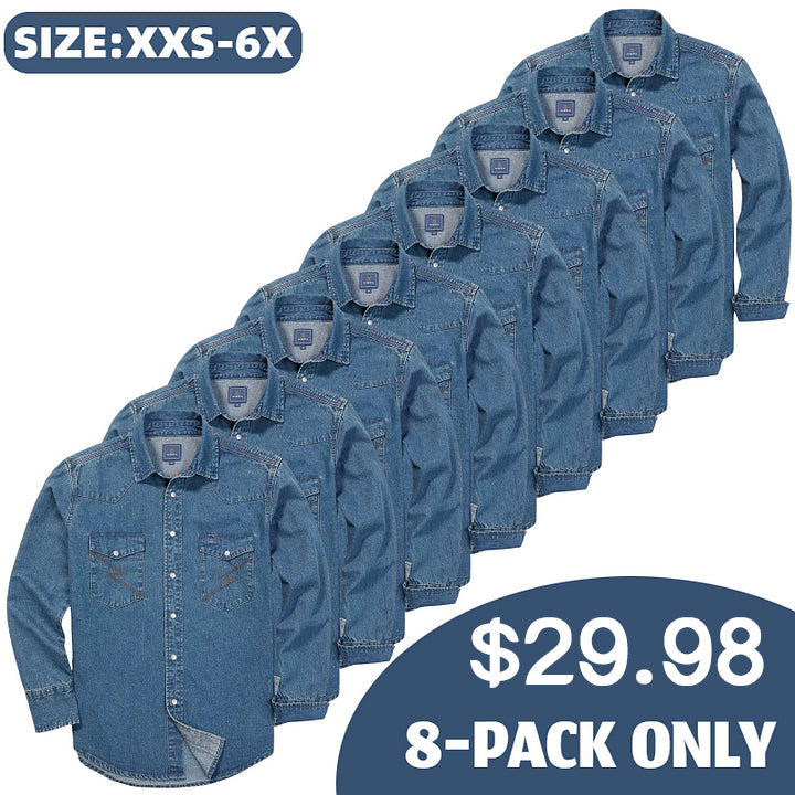 š„AUGUST HOT-SALE š„Men's Long Sleeve Stone-Washed and Pre-Washed Denim Work Shirt-1