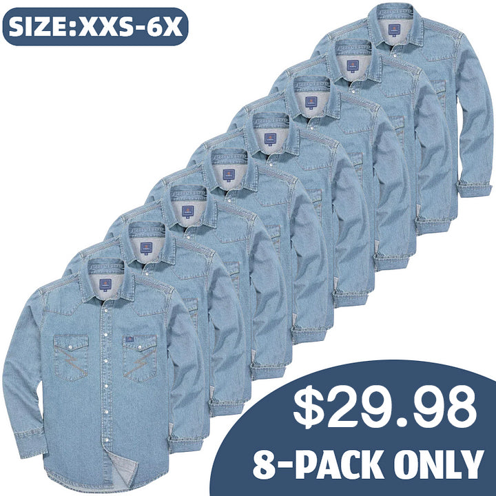 š„AUGUST HOT-SALE š„Men's Long Sleeve Stone-Washed and Pre-Washed Denim Work Shirt-1