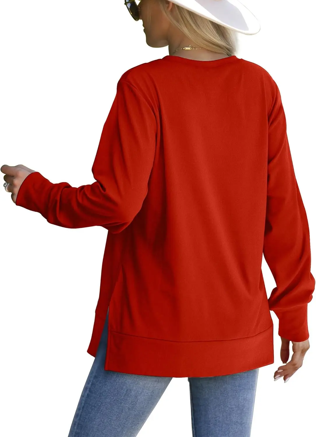Christmas Deals$25.88 for 8 pack- Women's Long Sleeve Side Slit Loose Tops(Multiple Colors)