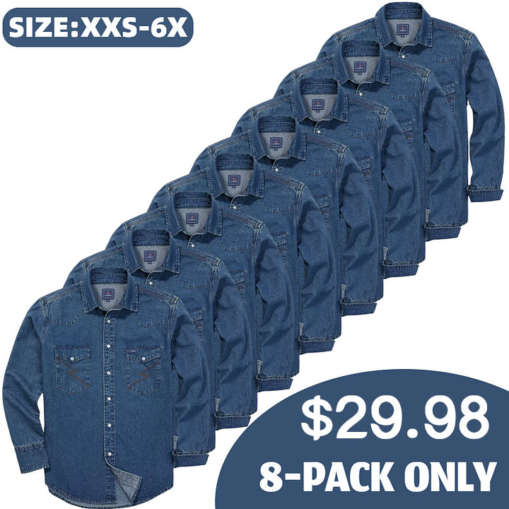 š„AUGUST HOT-SALE š„Men's Long Sleeve Stone-Washed and Pre-Washed Denim Work Shirt-1