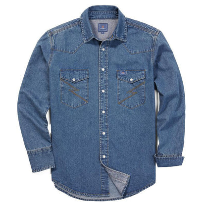 🔥AUGUST HOT-SALE 🔥Men's Long Sleeve Stone-Washed and Pre-Washed Denim Work Shirt-1