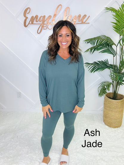 Clearance sale!Brushed Loungewear Butter Set,Comfy , Breathable and Stretch top and straight leg pants ,best for Fall