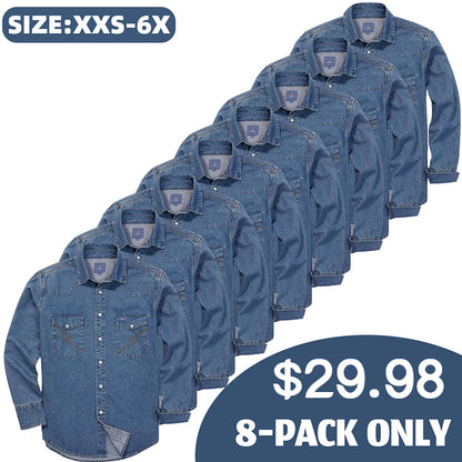 🔥AUGUST HOT-SALE 🔥Men's Long Sleeve Stone-Washed and Pre-Washed Denim Work Shirt-1