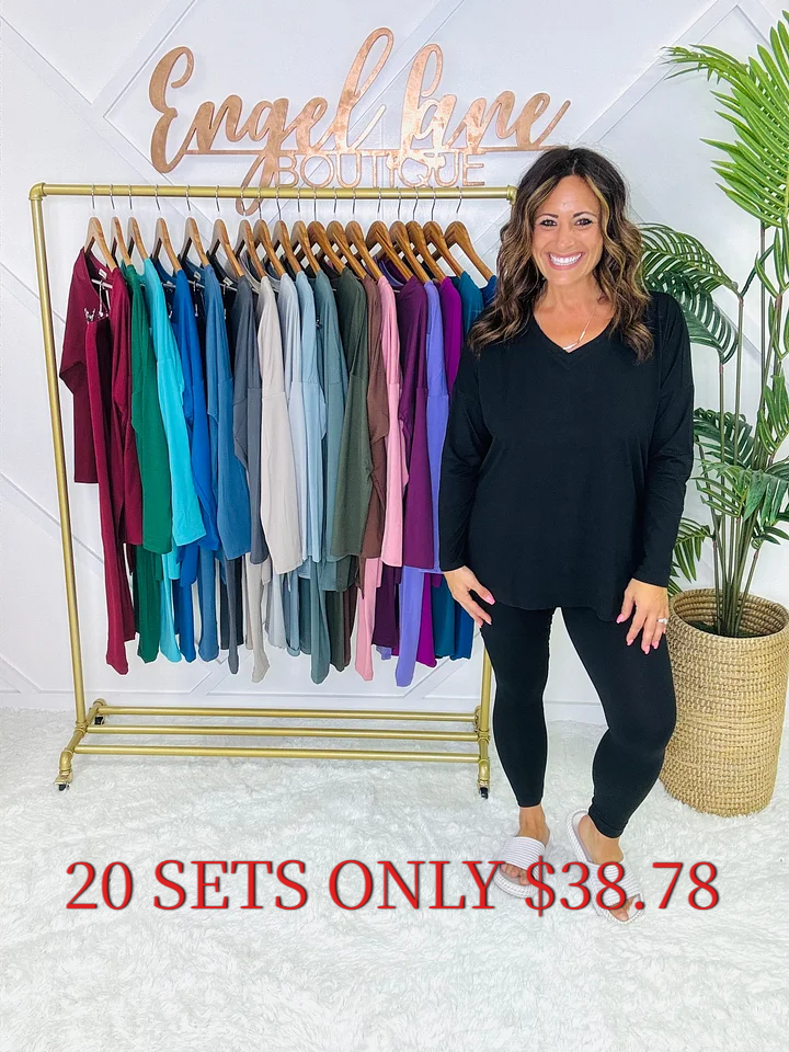 Clearance sale!Brushed Loungewear Butter Set,Comfy , Breathable and Stretch top and straight leg pants ,best for Fall
