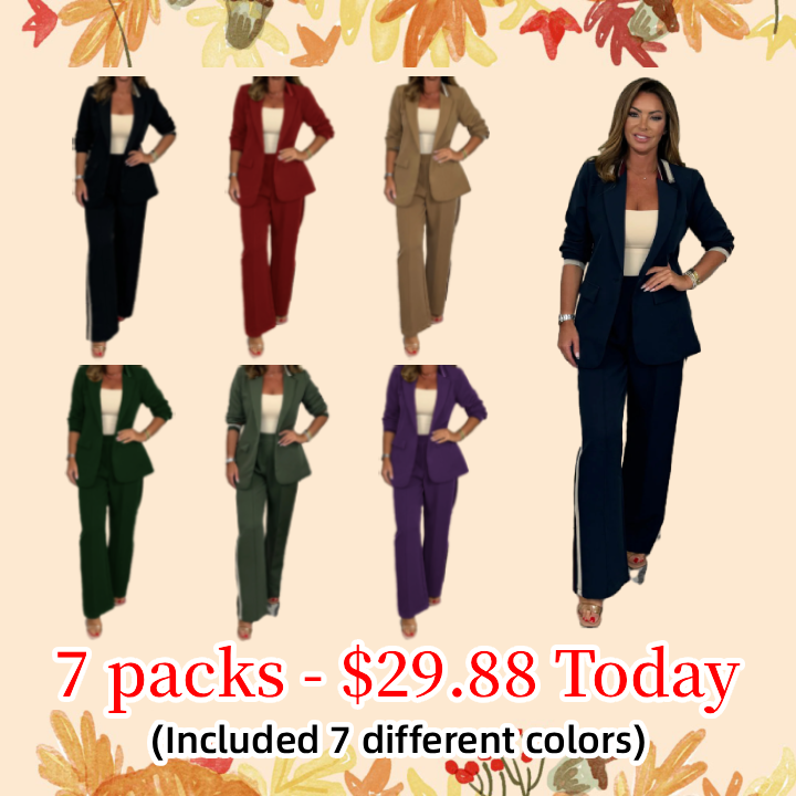 🍁Fall Sale - Side Stripe Trouser & Blazer Suit