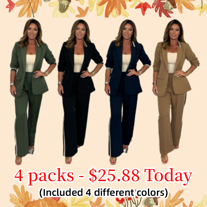 🍁Fall Sale - Side Stripe Trouser & Blazer Suit