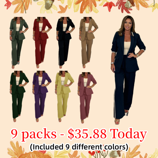 🍁Fall Sale - Side Stripe Trouser & Blazer Suit