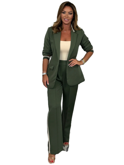🍁Fall Sale - Side Stripe Trouser & Blazer Suit