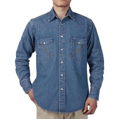 🔥AUGUST HOT-SALE 🔥Men's Long Sleeve Stone-Washed and Pre-Washed Denim Work Shirt-1