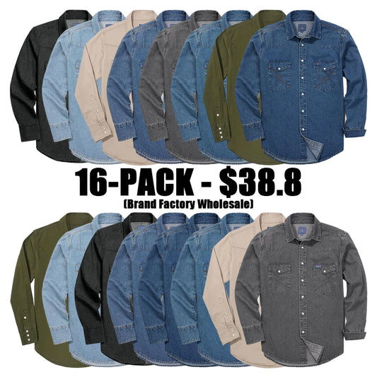 🔥AUGUST HOT-SALE 🔥Men's Long Sleeve Stone-Washed and Pre-Washed Denim Work Shirt-1