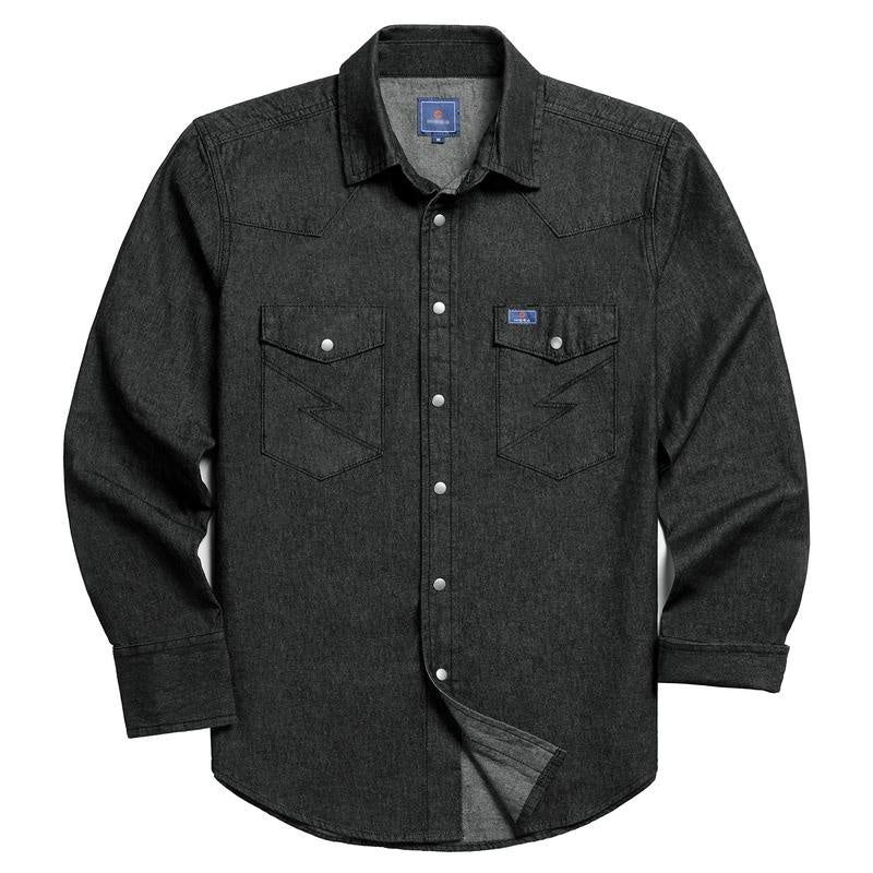 🔥AUGUST HOT-SALE 🔥Men's Long Sleeve Stone-Washed and Pre-Washed Denim Work Shirt-1