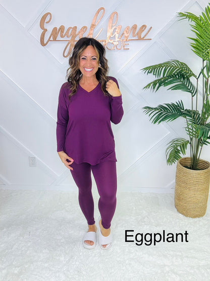 Clearance sale!Brushed Loungewear Butter Set,Comfy , Breathable and Stretch top and straight leg pants ,best for Fall