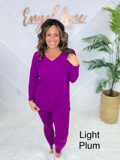 Clearance sale!Brushed Loungewear Butter Set,Comfy , Breathable and Stretch top and straight leg pants ,best for Fall